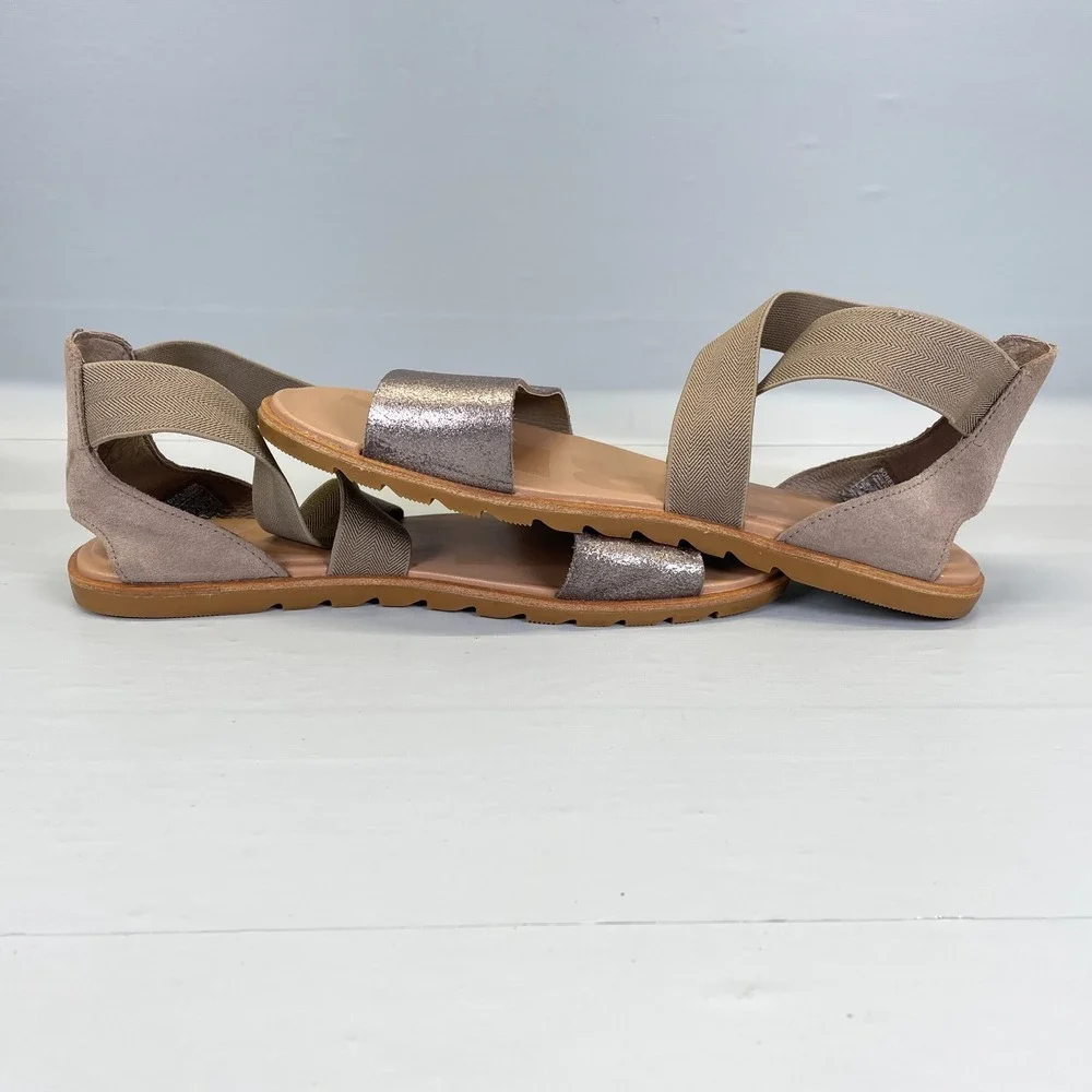 Sorel Ella II Sandals Womens Size 9 Bronze Metallic Strappy Casual Slip On Shoes